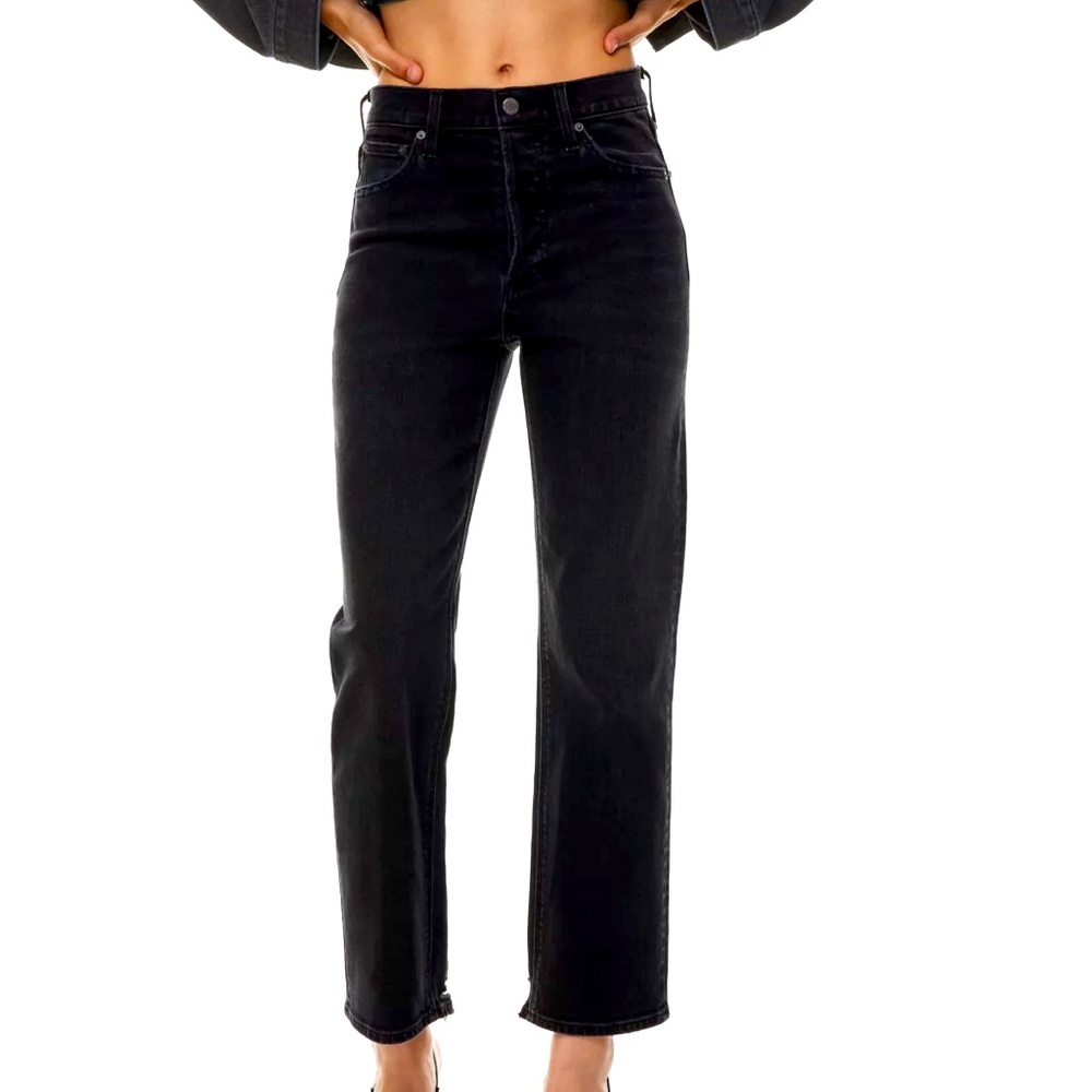 Aritzia - The Denim Forum - Arlo Hi Rise Straight Jean in black licorice
